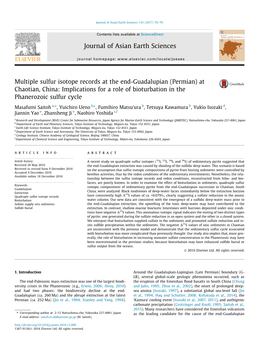 Multiple Sulfur Isotope Records at the End-Guadalupian (Permian) at Chaotian, China: Implications for a Role of Bioturbation In