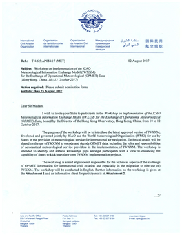 Meteorological Information Exchange Model (IWXXM) for the Exchange of Operational Meteorological (OPMET) Data (Hong Kong, China, 10-12 October 2017)