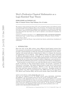 Weyl's Predicative Classical Mathematics As a Logic-Enriched