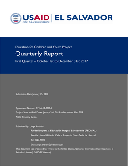 Quarterly Report First Quarter – October 1St to December 31St, 2017