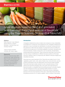 Novel Structure-Based Profiling and Annotation Workflow—High-Throughput Analysis of Flavonoids Using the Thermo Scientific Orbitrap ID-X Tribrid MS