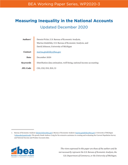 Measuring Inequality in the National Accounts Updated December 2020