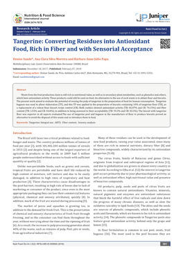 Tangerine: Converting Residues Into Antioxidant Food, Rich in Fiber and with Sensorial Acceptance
