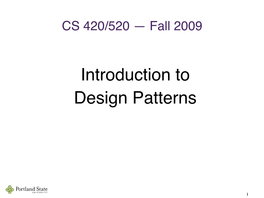 Introduction to Design Patterns