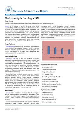 Market Analysis Oncology - 2020 Karol Sikora Professor, Proton Partners International Limited, United Kingdom, E-Mail: Karol.Sikora@Proton.Int.Com