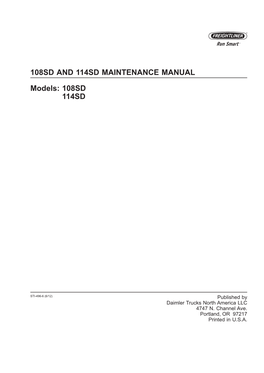 108SD and 114SD MAINTENANCE MANUAL Models