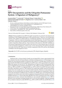 HPV Oncoproteins and the Ubiquitin Proteasome System: a Signature of Malignancy?