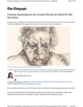 Unseen Masterpieces by Lucian Freud Unveiled for the First Time - Telegraph Page 1 of 4