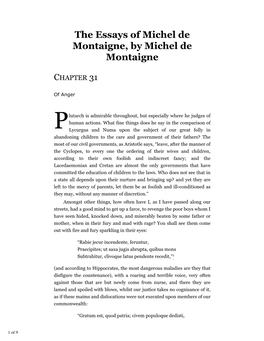 The Essays of Michel De Montaigne, by Michel De Montaigne