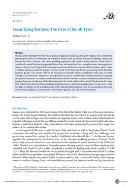 Securitizing Borders: the Case of South Tyrol