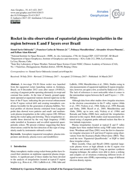 Rocket in Situ Observation of Equatorial Plasma Irregularities in the Region Between E and F Layers Over Brazil