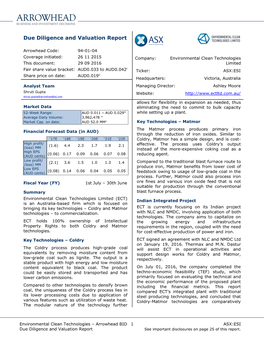 Due Diligence and Valuation Report