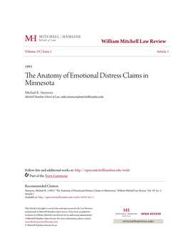 The Anatomy of Emotional Distress Claims in Minnesota Michael K