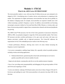 Module 1- 17EC62 What Is the ARM Cortex-M3 PROCESSOR?