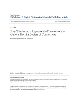 Fifty-Third Annual Report of the Directors of the General Hospital Society of Connecticut General Hospital Society of Connecticut