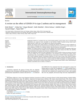 A Review on the Effect of COVID-19 in Type 2 Asthma and Its Management