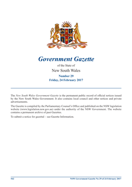Government Gazette of the State of New South Wales Number 29 Friday, 24 February 2017