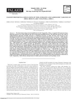 Paleoenvironmental Implications of Time-Averaging and Taphonomic Variation of Shell Beds in Lake Tanganyika, Africa