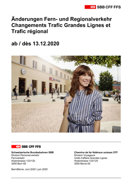 Und Regionalverkehr Changements Trafic Grandes Lignes Et Trafic Régional Ab / Dès 13.12.2020