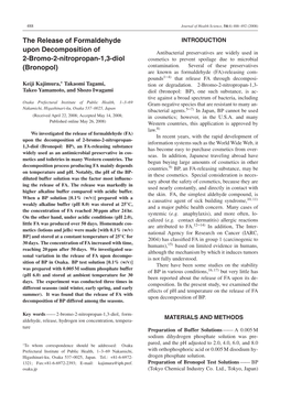 The Release of Formaldehyde Upon Decomposition of 2-Bromo-2