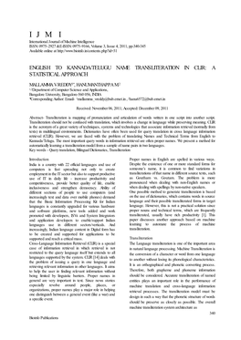 English to Kannada/Telugu Name Transliteration in Clir: a Statistical Approach