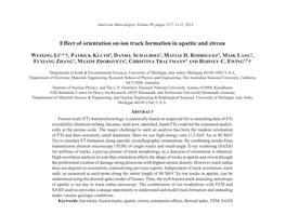 Effect of Orientation on Ion Track Formation in Apatite and Zircon