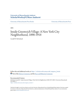 Inside Greenwich Village: a New York City Neighborhood, 1898-1918 Gerald W