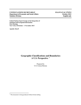 Geographic Classifications and Boundaries: a U.S