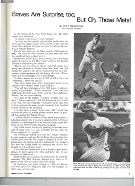 Braves Are Surprise, Too, but Oh, Those Metsi by WILT BROWNING the Atlanta Journal
