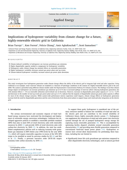 Implications of Hydropower Variability from Climate Change for a Future