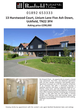 13 Hurstwood Court, Linium Lane Five Ash Down, Uckfield, TN22 3FH Asking Price £290,000