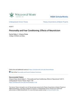 Personality and Fear Conditioning: Effects of Neuroticism