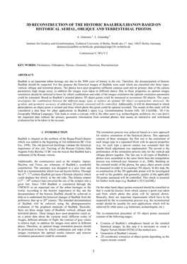 1 3D Reconstruction of the Historic Baalbek/Libanon