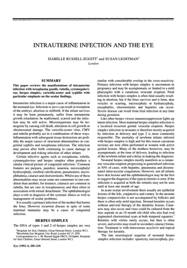 Intrauterine Infection and the Eye