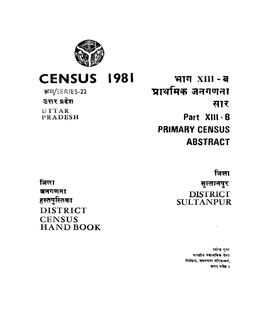 District Census Handbook, Sultanpur, Part XIII-B, Series-22, Uttar Pradesh