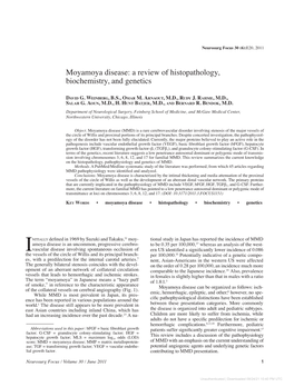 Moyamoya Disease: a Review of Histopathology, Biochemistry, and Genetics