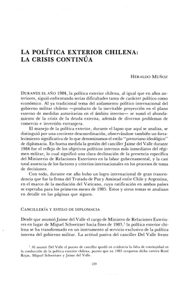 La Polìtica Exterior Chilena: La Crisis Continua