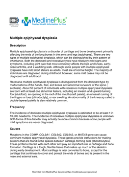 Multiple Epiphyseal Dysplasia