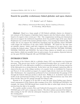 Arxiv:1901.06481V1 [Astro-Ph.GA] 19 Jan 2019 Tpesn2a Euto H Asv Lblrcluster Inv Globular O Massive Computations Possible the Our the of Result About Myr