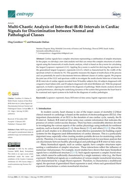 Multi-Chaotic Analysis of Inter-Beat (R-R) Intervals in Cardiac Signals for Discrimination Between Normal and Pathological Classes