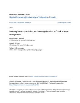 Mercury Bioaccumulation and Biomagnification in Ozark Stream Ecosystems