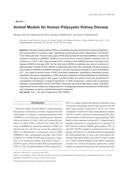 Animal Models for Human Polycystic Kidney Disease