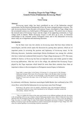 Cultural Interaction of Portuguese Moresco and Cafrinho; (3) a Christian Minority Group Who Historically Owned the Church Established by Justinus Vinck in 1748