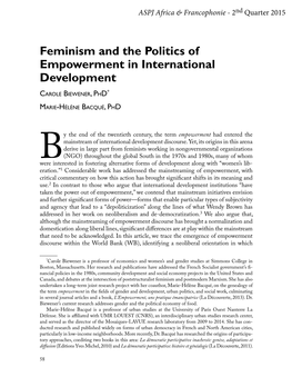 Feminism and the Politics of Empowerment in International Development