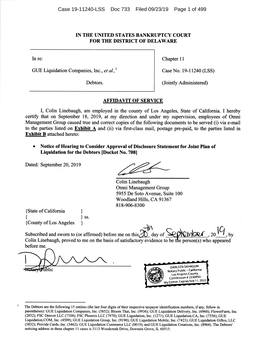 Case 19-11240-LSS Doc 733 Filed 09/23/19 Page 1 of 499 Case 19-11240-LSS Doc 733 Filed 09/23/19 Page 2 of 499