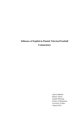 Influence of English in Finnish Televised Football Commentary