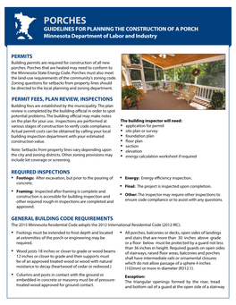 Residential Porches Guidelines for Planning the Construction of a Porch