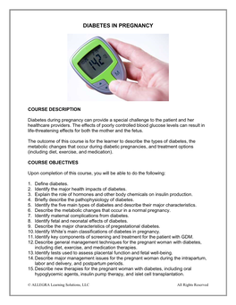 Diabetes in Pregnancy