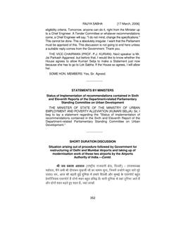 RAJYA SABHA [17 March, 2006] Eligibility Criteria. Tomorrow, Anyone Can Do It, Right from the Minister up to a Chief Engineer