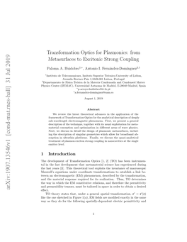 Transformation Optics for Plasmonics: from Metasurfaces to Excitonic Strong Coupling